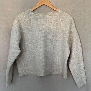 Vince | Cashmere/Wool Blend | Cropped Cable Knit Sweater | Soft Cream